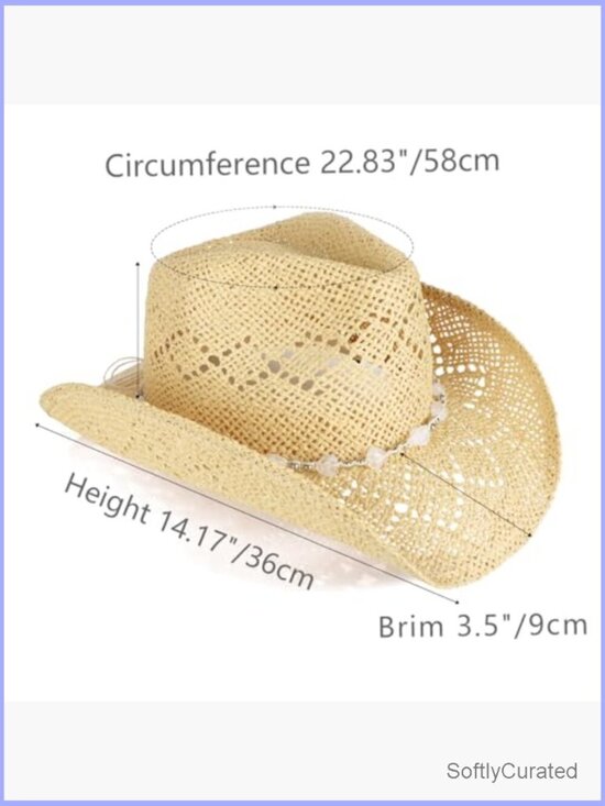 Straw Cowboy Hat with 3 Bands - Unisex Western Sun Hat main image 6